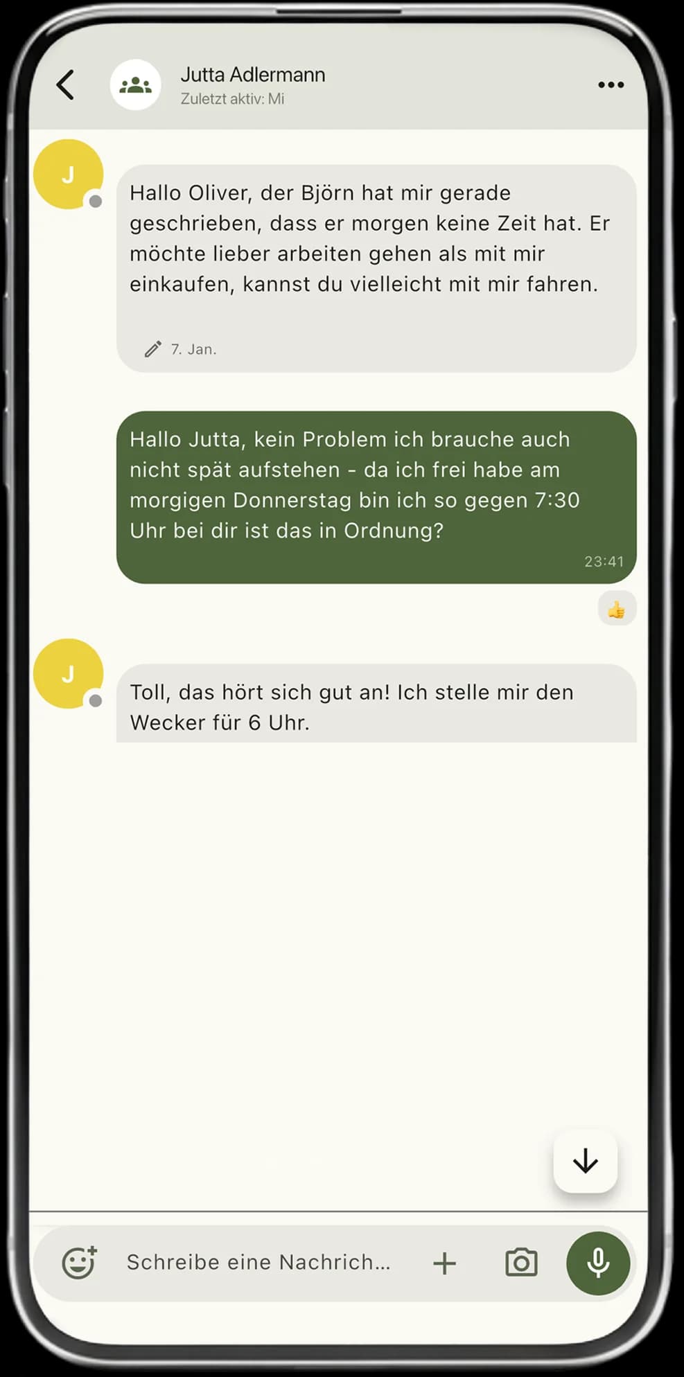VIVI app Chat — Verschlüsselte Kommunikation mit Angehörigen und Pflegedienst