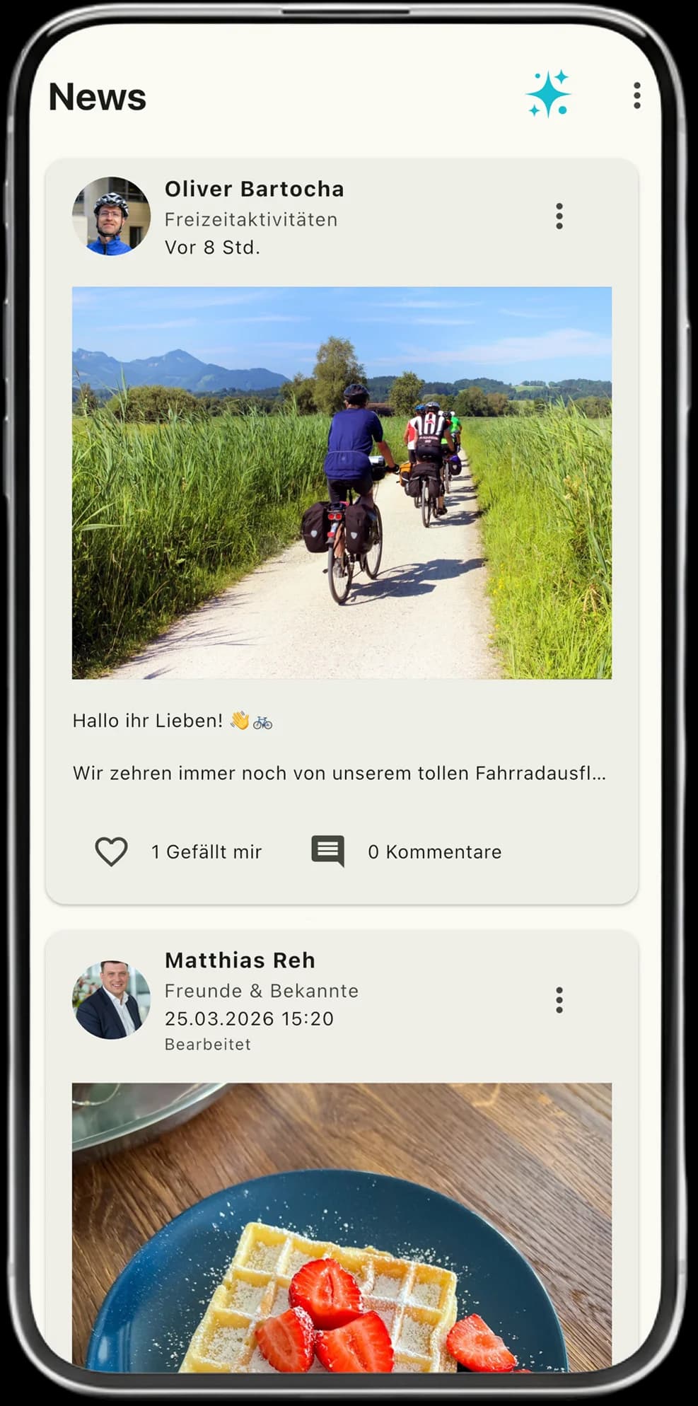 VIVI app Newsfeed — Freizeitaktivitäten und Updates der Sorgegemeinschaft