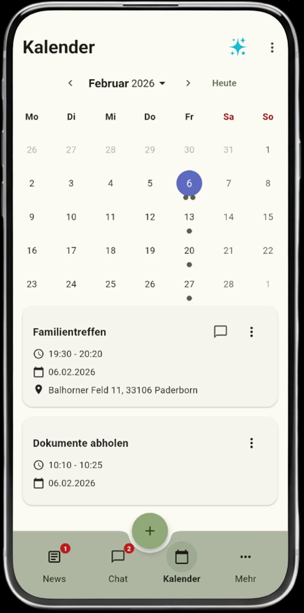 VIVI app Kalender — Gemeinsame Terminplanung für alle Beteiligten