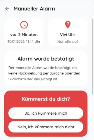 VIVI watch App — Alarmierung und Notrufe